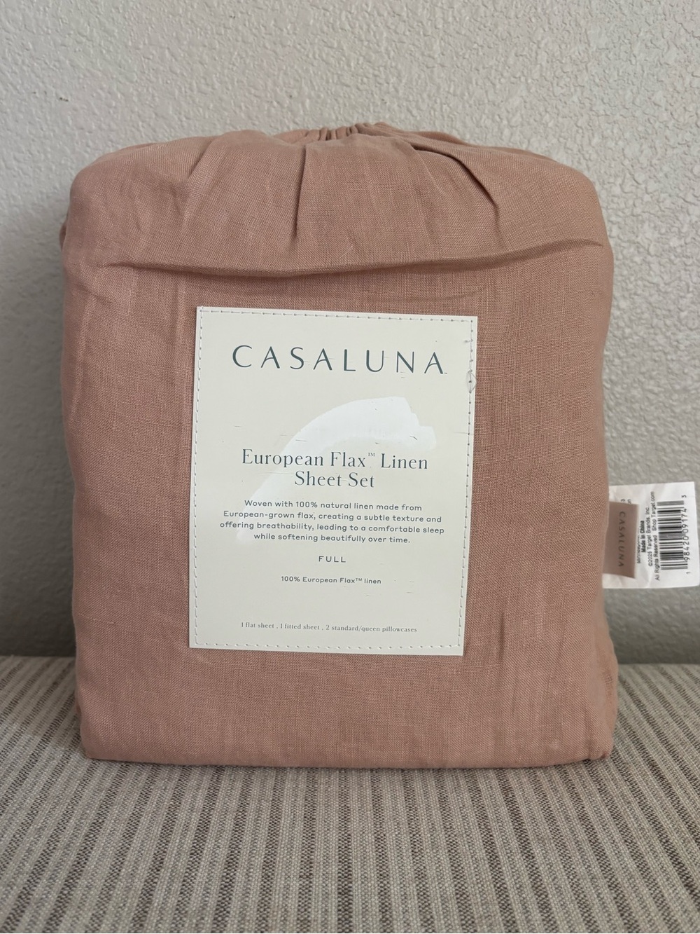 NWT Full 100% Linen Sheet Set Light Adobe Clay - Casaluna